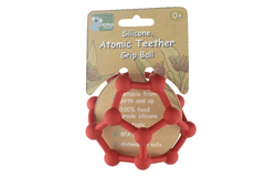 SILICONE ATOMIC TEETHER GRIP BALL-RED