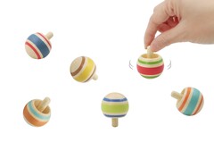 NEW PATTERN FLIP OVER SPINNING TOPS SET OF 6