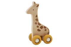 WOODEN GIRAFFE WITH SILICONE WHEELS
