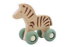 WOODEN ZEBRA WITH SILICONE WHEELS
