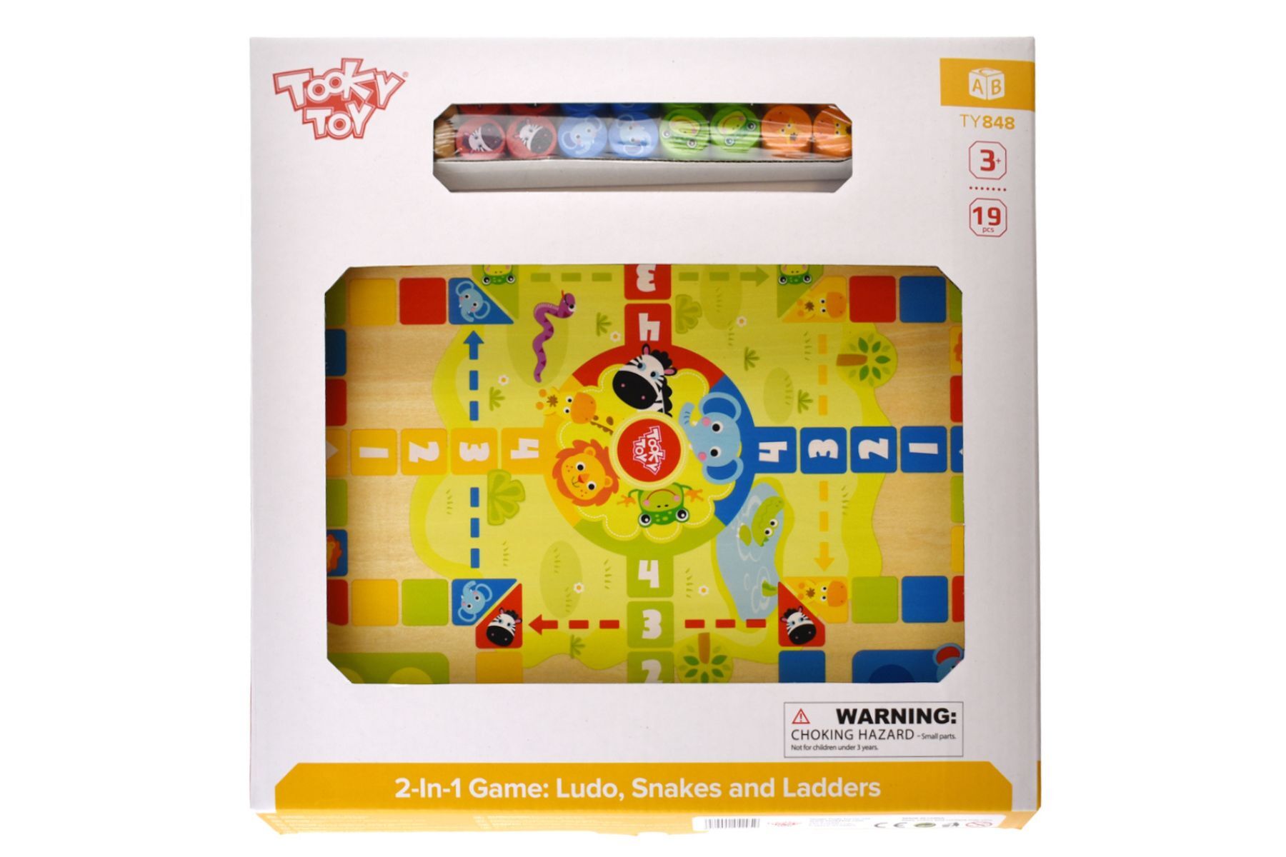 Tooky Toy Tabuleiro Brincando Jogar Ludo e Jogos das Compras 2 em 1 3+,  Multicor, TY848