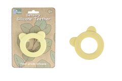 SENSORY SILICONE BEAR TEETHER-YELLOW