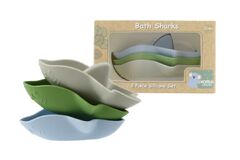BATH SHARKS SILICONE 3PC SET-BLUE/GREEN