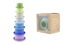 STACKING CUPS 7 PC SILICONE SET-BLUE