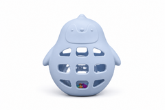 SILICONE PENGUIN RATTLE BLUE