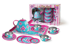 PINK FLOWER TIN TEA SET 15PCS