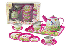 PINK BUTTERFLY TIN TEA SET 15PCS