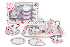 WHITE FLOWER TIN TEA SET