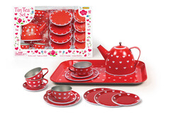 RED HEART TIN TEA SET
