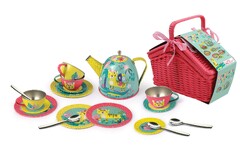JUNGLE FRIENDS - TIGER TIN TEA SET IN PICNIC BASKET 18PCS