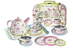 BIRD TIN TEA SET IN SUITCASE