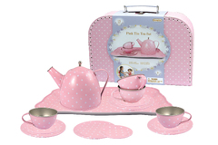 PINK TIN TEA SET IN SUITCASE 15PCS