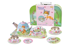 ANIMAL TIN TEA SET IN SUITCASE