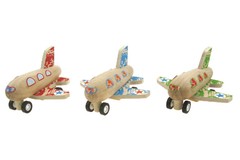 WOODEN PULL BACK AIRPLANE SET OF 3
