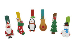 WOODEN CHRISTMAS PEGS 6/SET