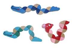 WOODEN JOINTED CROCODILE GIRAFFE FIDGET TOY SET OF 3