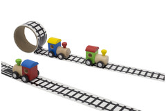 TRAIN WITH RAIL TAPE DISPLAY