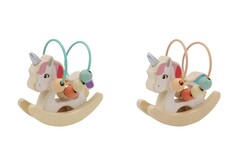CALM & BREEZY WOODEN UNICORN ROCKER WITH BEADS IN DISPLAY BOX