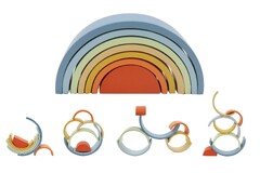 WOODEN STACKING RAINBOW DENIM & RUST
