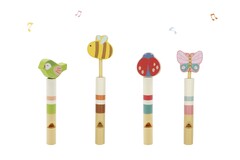 WOODEN SPRING ANIMALS SLIDE WHISTLE SET OF 4