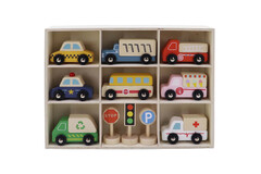 WOODEN BOX TRANSPORTATION & STREET SIGN SET