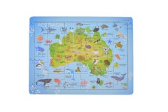 24PC JIGSAW PUZZLE AUSTRALIAN MAP AUSSIE ANIMAL AND LANDMARK 