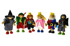 PRICE FOR 6 ASSORTED WOODEN FLEXI DOLL- FAIRYTALE STORY FIGURINES