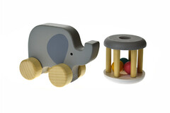 CALM & BREEZY WOODEN RATTLE + ELEPHANT