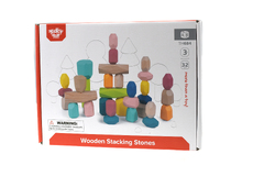 WOODEN STACKING STONE BLOCKS LARGE 32PCS