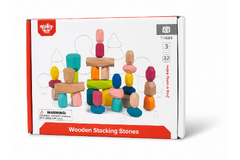 WOODEN STACKING STONE BLOCKS LARGE 32PCS