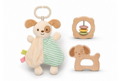BABY COMFORTER RATTLE GIFT SET  - PUPPY DOG