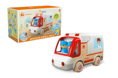WOODEN AMBULANCE AND ACCESSORIES WITH SOUND AND LIGHT