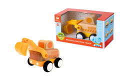 WOODEN FRICTION TRUCK DIGGER WITH SOUND AND LIGHT