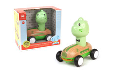 WOODEN PRESS GO RACER DINOSAUR WITH SOUND AND LIGHT