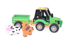 WOODEN TRACTOR WITH ANIMAL