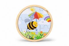 WOODEN 9PCS JIGSAW PUZZLE BUZZY DAYS BEE RAINBOW