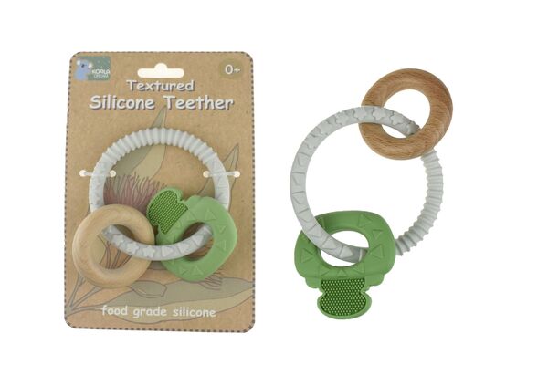 TEXTURED SILICONE KEY TEETHER-GREEN