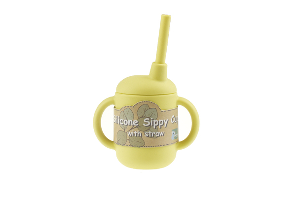 SILICONE SIPPY CUP WITH STRAW-YELLOW