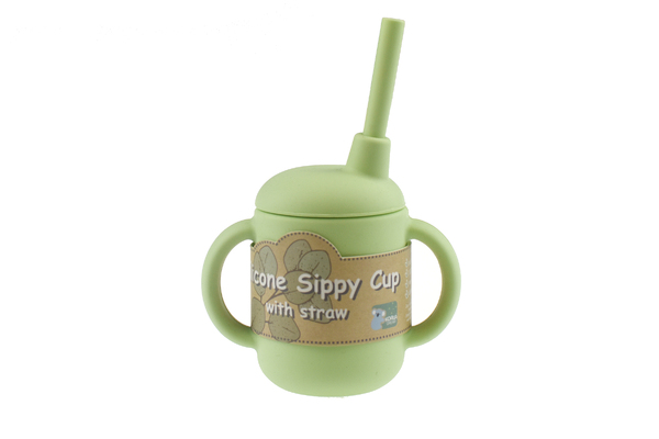 SILICONE SIPPY CUP WITH STRAW-GREEN