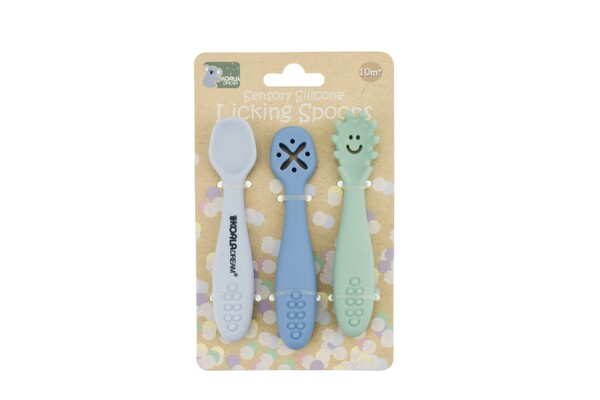 SENSORY SILICONE LICKING SPOONS-BLUE