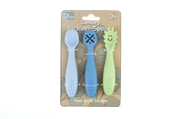 SENSORY SILICONE LICKING SPOONS-BLUE
