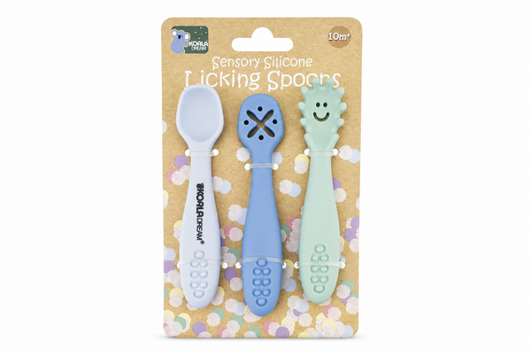 SENSORY SILICONE LICKING SPOONS-BLUE