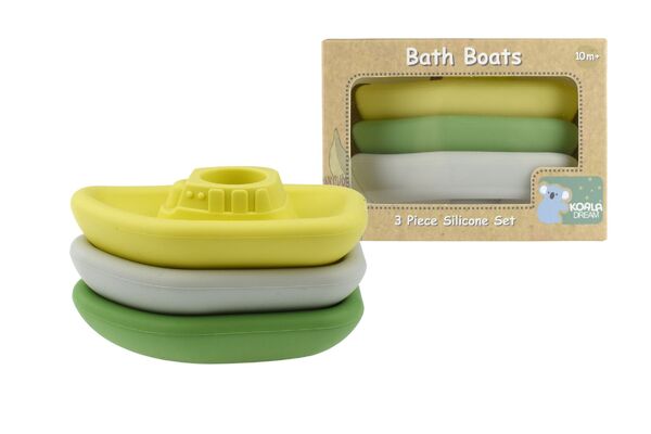 BATH BOATS 3PC SILICONE SET-GREY/GREEN