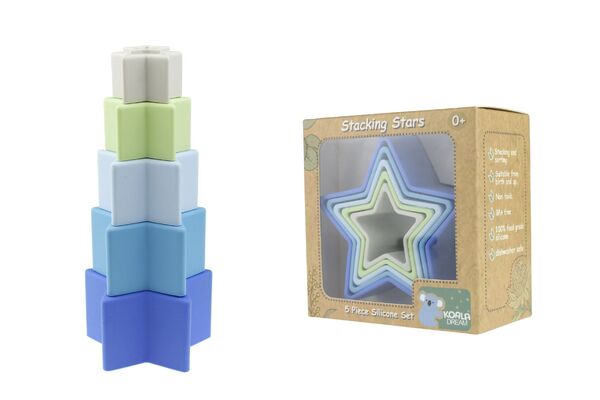 STACKING STARS 5 PC SILICONE SET-BLUE/GREEN