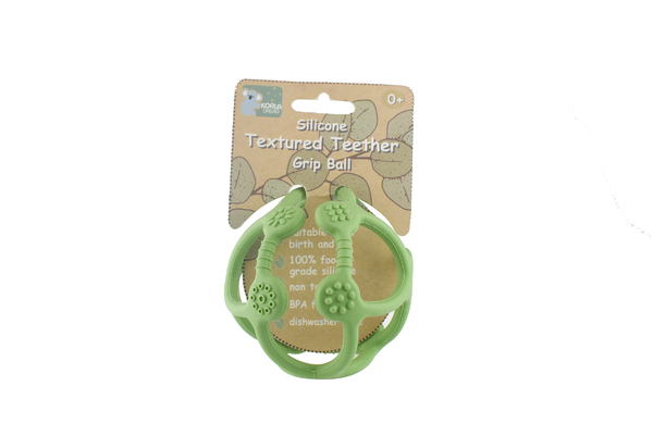 SILICONE TEXTURED TEETHER GRIP BALL-GREEN
