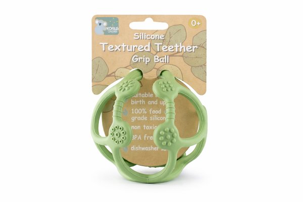 SILICONE TEXTURED TEETHER GRIP BALL-GREEN