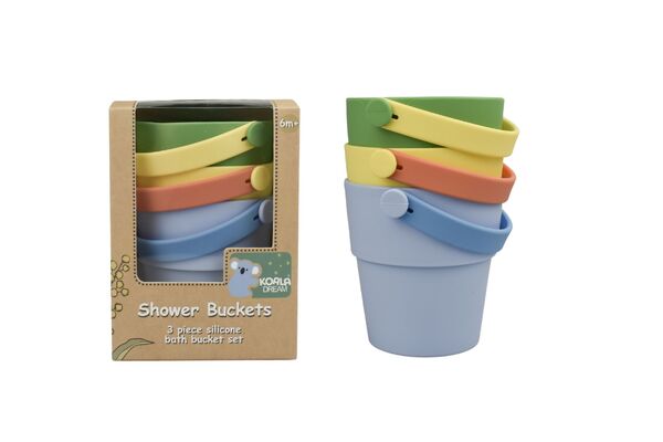 SILICONE SHOWER BUCKETS 3PC SET GREEN