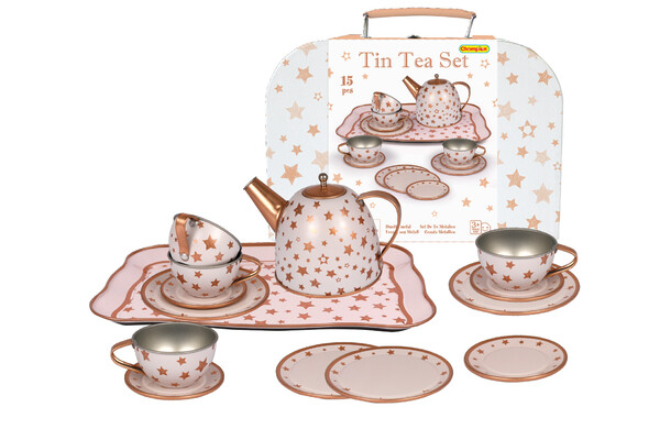 GOLD STAR TIN TEA SET IN SUITCASE