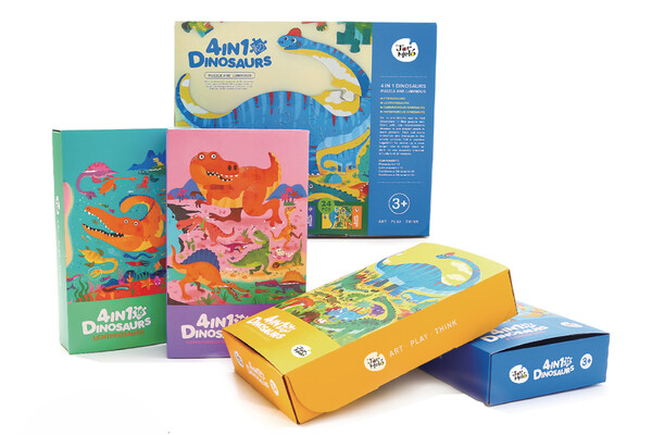 4 IN 1 DINOSAURS GLOW IN THE DARK JIGSAW PUZZLES