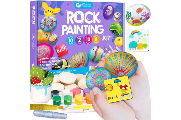 ROCK PAINTING WITH METALLIC PAINTS & GLITTER GLUES CRAFT KIT